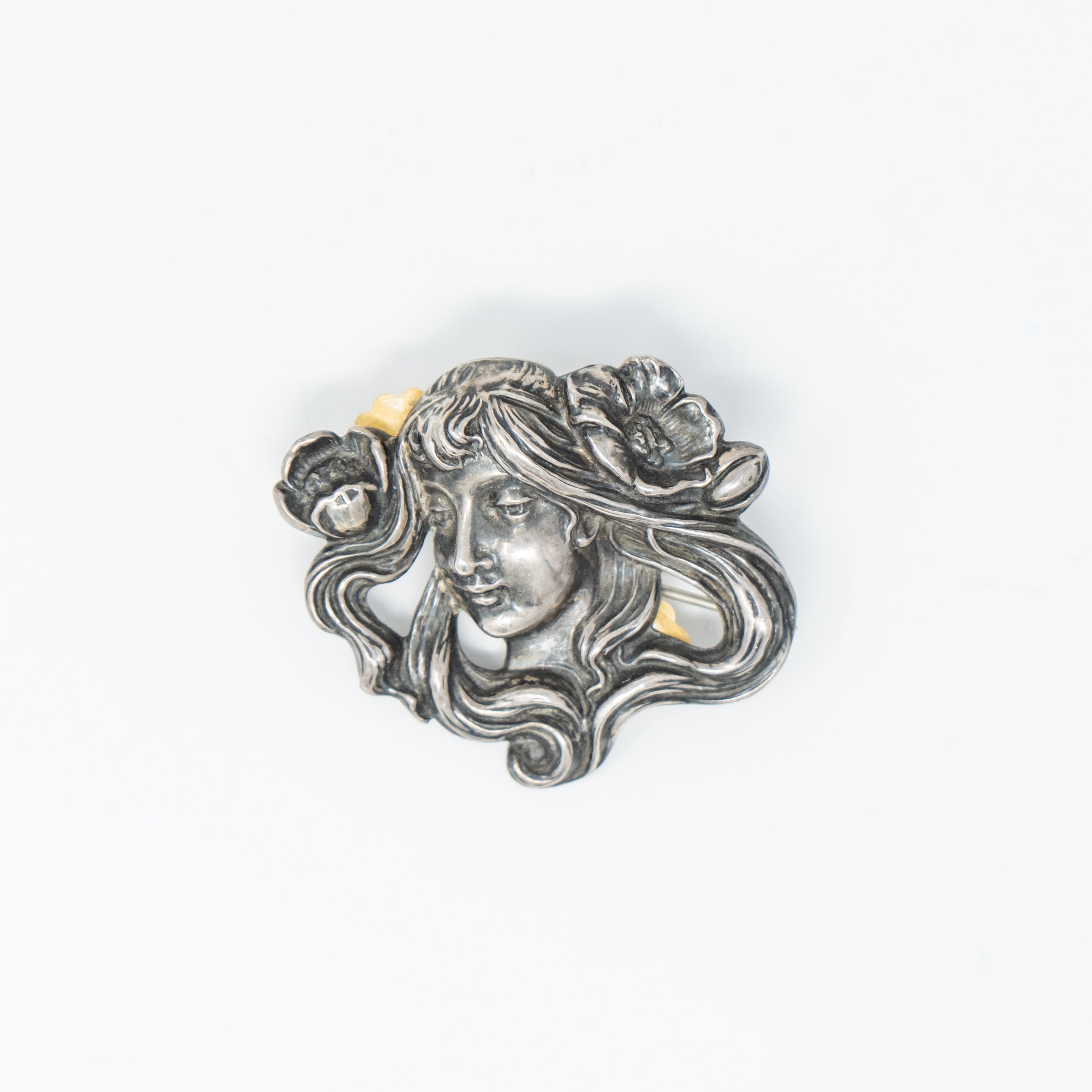 Vintage Art Nouveau Sterling good Silver Pin Brooch