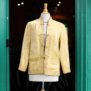 Yellow And Auburn Quilted Silk Jacket